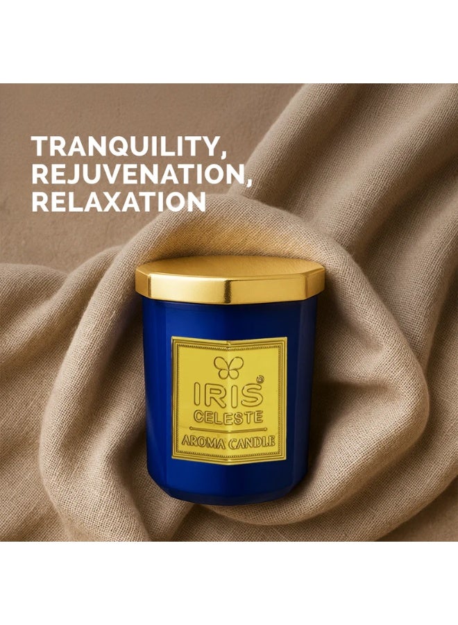 IRIS CELESTE Coral Blue Soy Wax Jar Candle with lid - 113grams, Scented candle 4oz | 25 Hours Burn-time | Soft Refreshing Fragrance | Perfect for Festivities & Gifting, Ceremonies, Meditation & Room Perfuming - Image 2